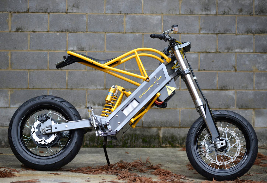 The ExoDyne electric motorcycle was hand-built in a garage